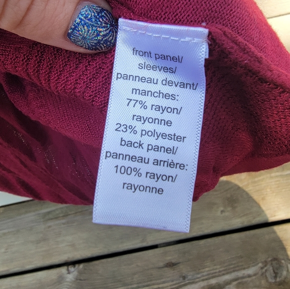 Maroon/Raspberry Long Sleeve Cardigan - Picture 3 of 3